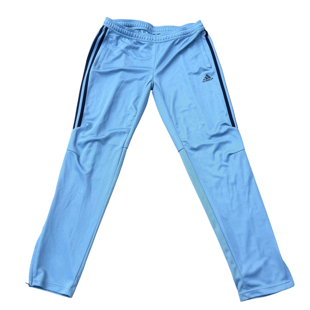 Adidas Climacool Soccer Training Pants Light Blue Navy Stripes Mens Large
